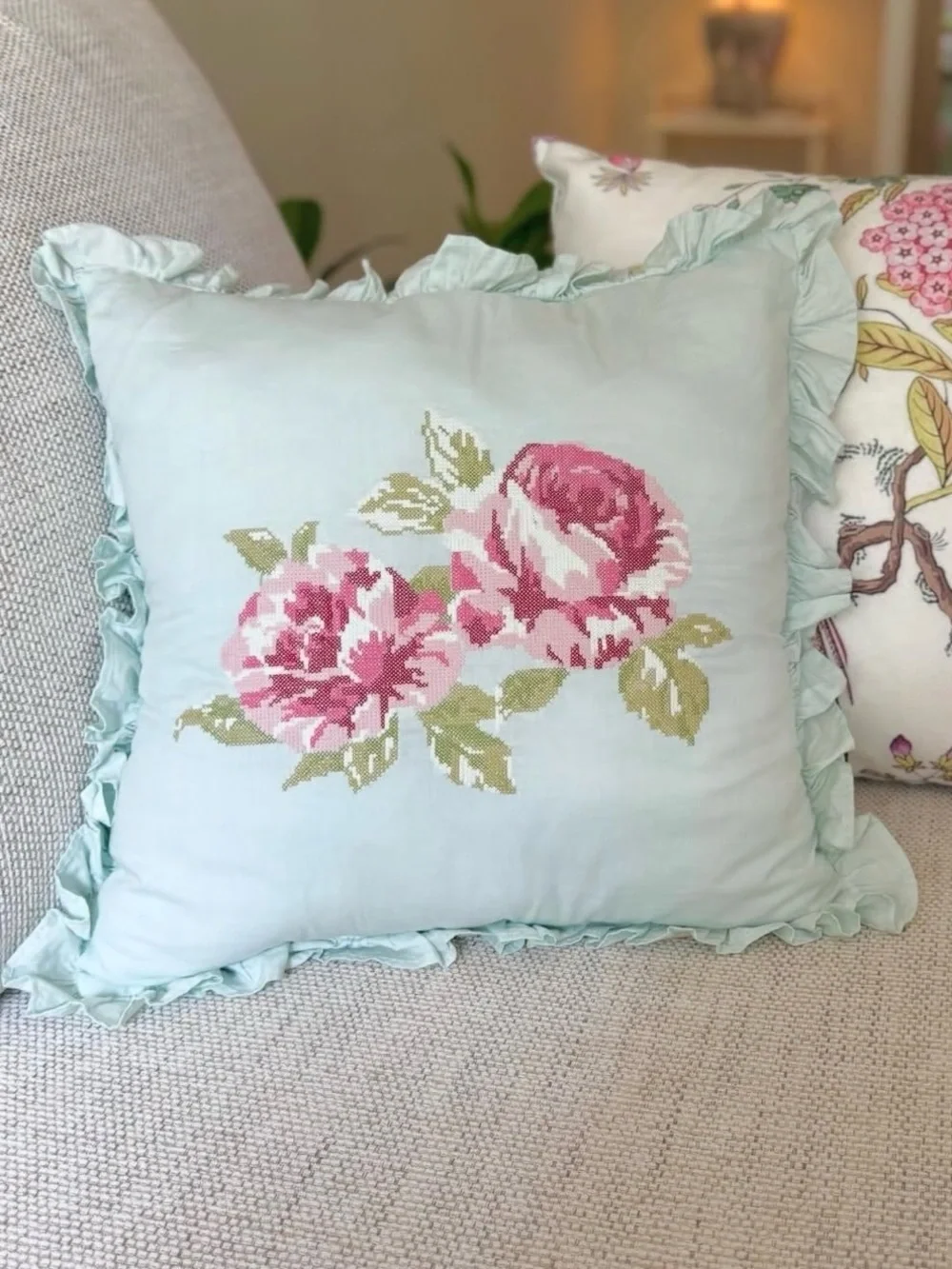 Vintage needlepoint pillow
